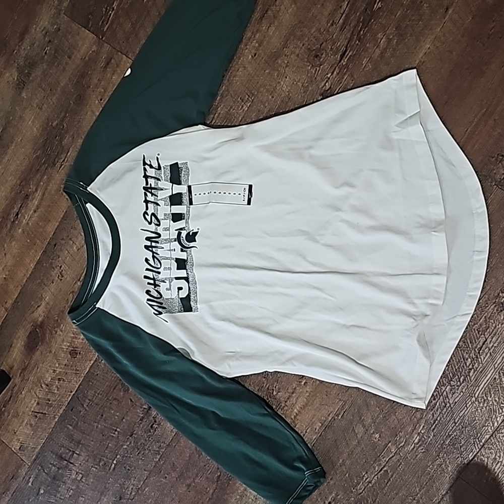 Nike MSU Michigan State Spartans T-shirt White Green Women's Size S